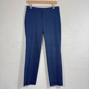 Banana Republic Ryan Pants 4 Navy Dot Print Cotton Slim Trousers Preppy Work
